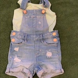 H&M little girls short overalls